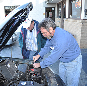 Wes installing battery